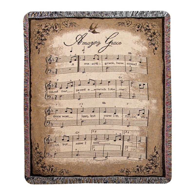 Manual Inspirational Collection Tapestry Throw, Amazing Grace Sheet Music, 50 X 60-Inch